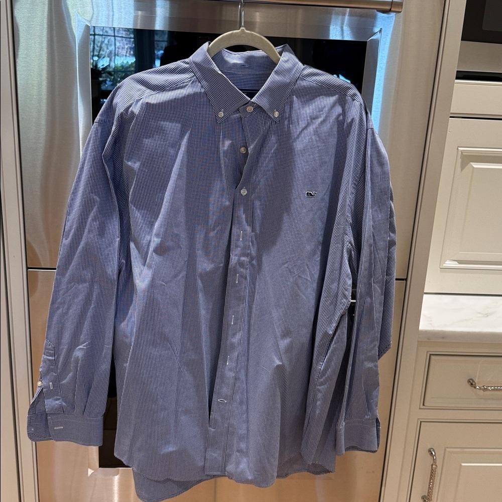 Worn Once Vineyard Vines Navy & White Plaid Buttondown XXL